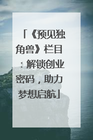 《预见独角兽》栏目：解锁创业密码，助力梦想启航