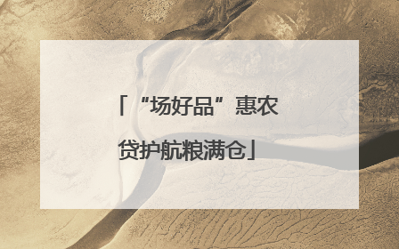 “场好品”惠农贷护航粮满仓