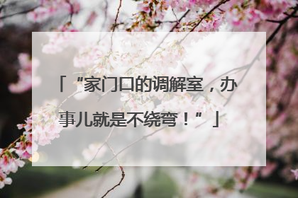 “家门口的调解室，办事儿就是不绕弯！”