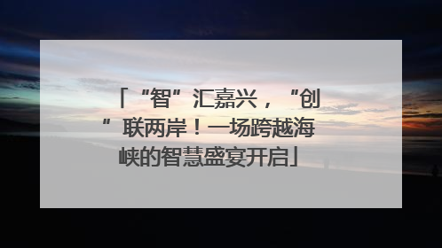 “智”汇嘉兴，“创”联两岸！一场跨越海峡的智慧盛宴开启