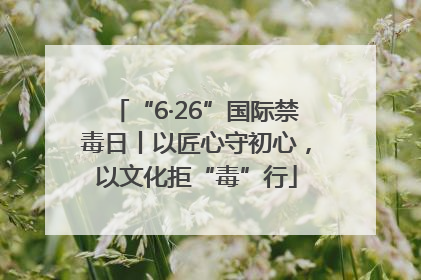 “6·26”国际禁毒日丨以匠心守初心，以文化拒“毒”行