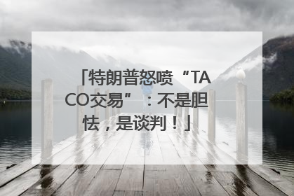 特朗普怒喷“TACO交易”：不是胆怯，是谈判！