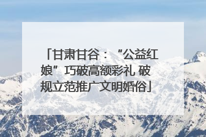 甘肃甘谷：“公益红娘”巧破高额彩礼 破规立范推广文明婚俗