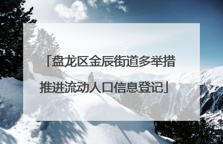 盘龙区金辰街道多举措推进流动人口信息登记