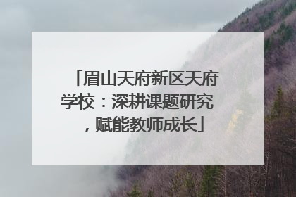眉山天府新区天府学校：深耕课题研究，赋能教师成长