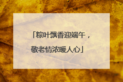 粽叶飘香迎端午，敬老情浓暖人心