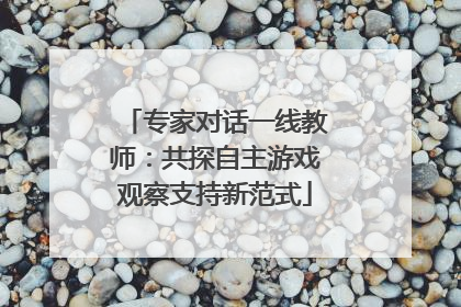 专家对话一线教师：共探自主游戏观察支持新范式