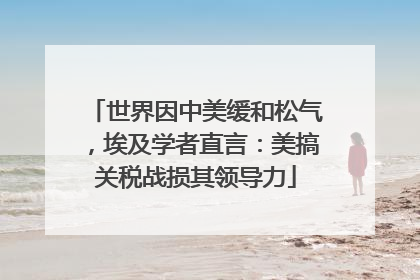 世界因中美缓和松气，埃及学者直言：美搞关税战损其领导力