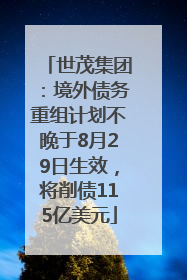 世茂集团：境外债务重组计划不晚于8月29日生效，将削债115亿美元