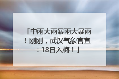中雨大雨暴雨大暴雨！刚刚，武汉气象官宣：18日入梅！