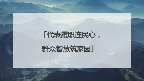 代表履职连民心，群众智慧筑家园