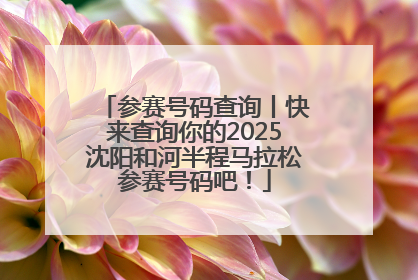 参赛号码查询丨快来查询你的2025沈阳和河半程马拉松参赛号码吧！