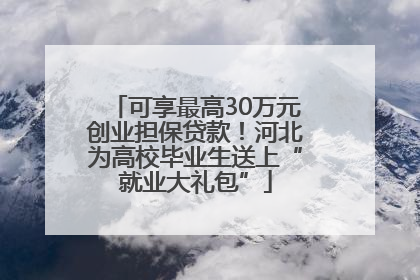 可享最高30万元创业担保贷款！河北为高校毕业生送上“就业大礼包”
