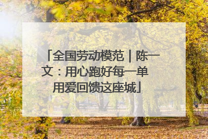 全国劳动模范｜陈一文：用心跑好每一单 用爱回馈这座城