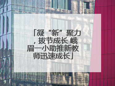 凝“新”聚力，拔节成长 峨眉一小助推新教师迅速成长