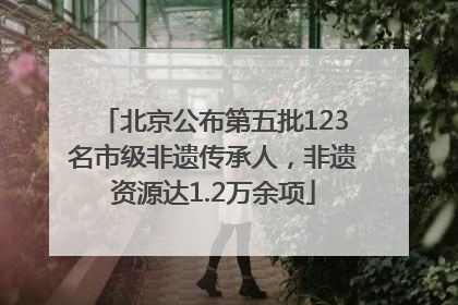 北京公布第五批123名市级非遗传承人，非遗资源达1.2万余项