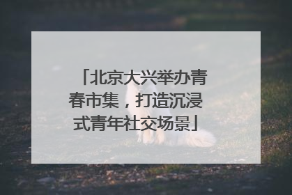 北京大兴举办青春市集，打造沉浸式青年社交场景