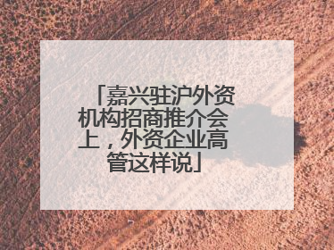 嘉兴驻沪外资机构招商推介会上，外资企业高管这样说