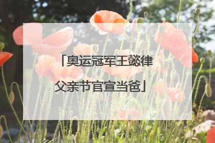 奥运冠军王懿律父亲节官宣当爸