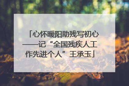 心怀暖阳助残写初心——记“全国残疾人工作先进个人”王承玉