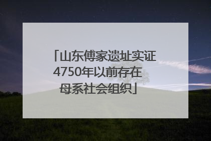 山东傅家遗址实证4750年以前存在母系社会组织