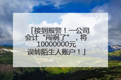 接到报警！一公司会计“闯祸了”，将10000000元误转陌生人账户！