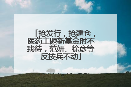 抢发行，抢建仓，医药主题新基金时不我待，范妍、徐彦等反按兵不动