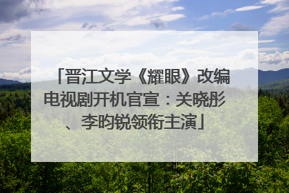 晋江文学《耀眼》改编电视剧开机官宣：关晓彤、李昀锐领衔主演