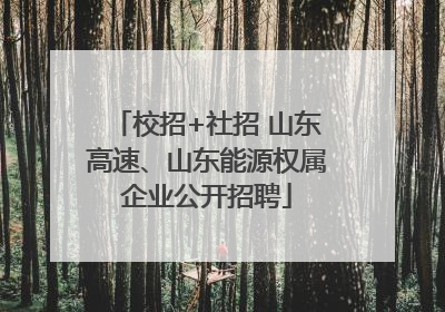 校招+社招 山东高速、山东能源权属企业公开招聘