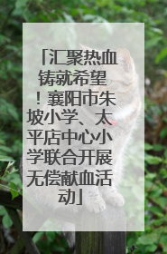汇聚热血 铸就希望！襄阳市朱坡小学、太平店中心小学联合开展无偿献血活动