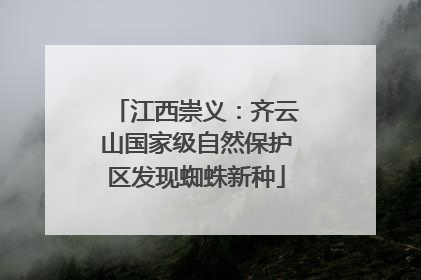 江西崇义：齐云山国家级自然保护区发现蜘蛛新种