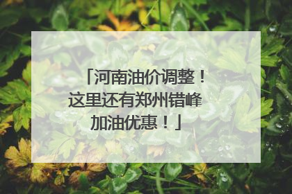 河南油价调整！这里还有郑州错峰加油优惠！