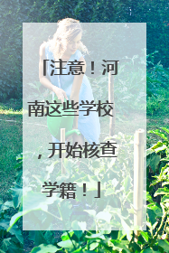 注意！河南这些学校，开始核查学籍！