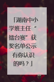 湖南中小学班主任“擂台赛”获奖名单公示 有你认识的吗？