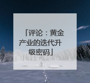 评论：黄金产业的迭代升级密码