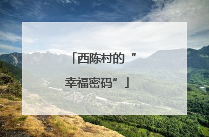 西陈村的“幸福密码”