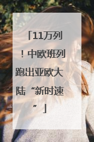 11万列！中欧班列跑出亚欧大陆“新时速”