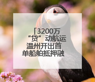 3200万“贷”动航运 温州开出首单船舶抵押融资业务